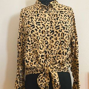 Leopard print button up